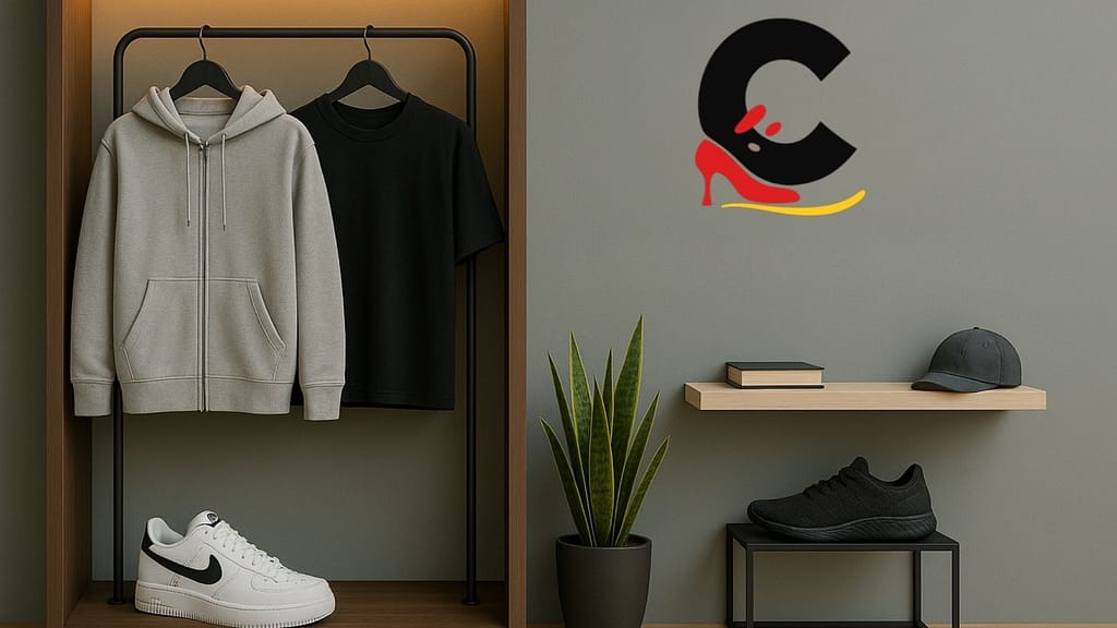 Hero image showing men’s casual footwear and clothing in a modern studio setting, representing real-life shoe reviews and everyday style.